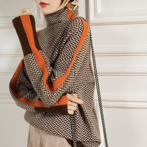 Nirvald™ - Genser med høy hals og kontraststriper